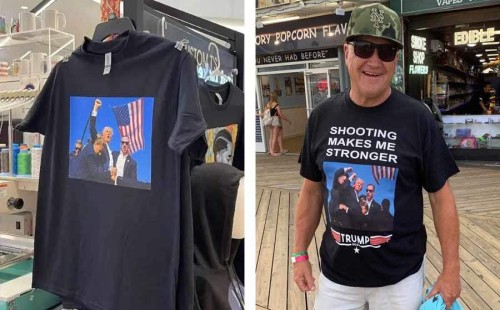 রক্তাক্ত ট্রাম্প, ছবি ছাপিয়ে দু’ঘণ্টায় তৈরি টি-শার্ট! 