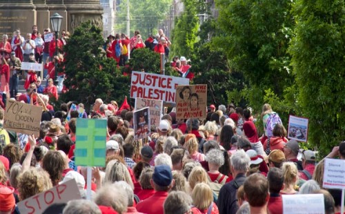 হেগে ফিলিস্তিনপন্থীদের সমাবেশ 
