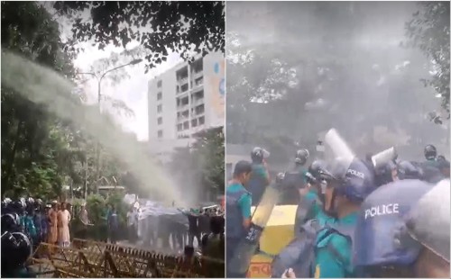 যমুনার সামনে চাকরিচ্যুত বিডিআর সদস্যদের বিক্ষোভ, সাউন্ড গ্রেনেড নিক্ষেপ ও আটক 