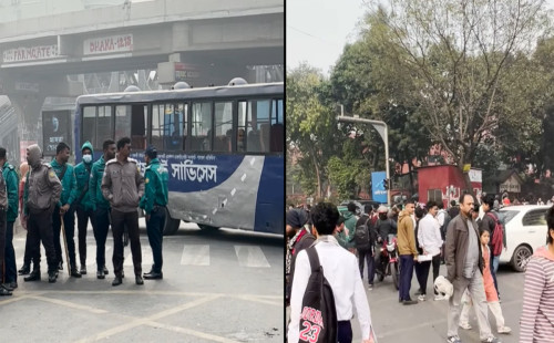 ফার্মগেটে সড়ক অবরোধ, তীব্র ভোগান্তি 